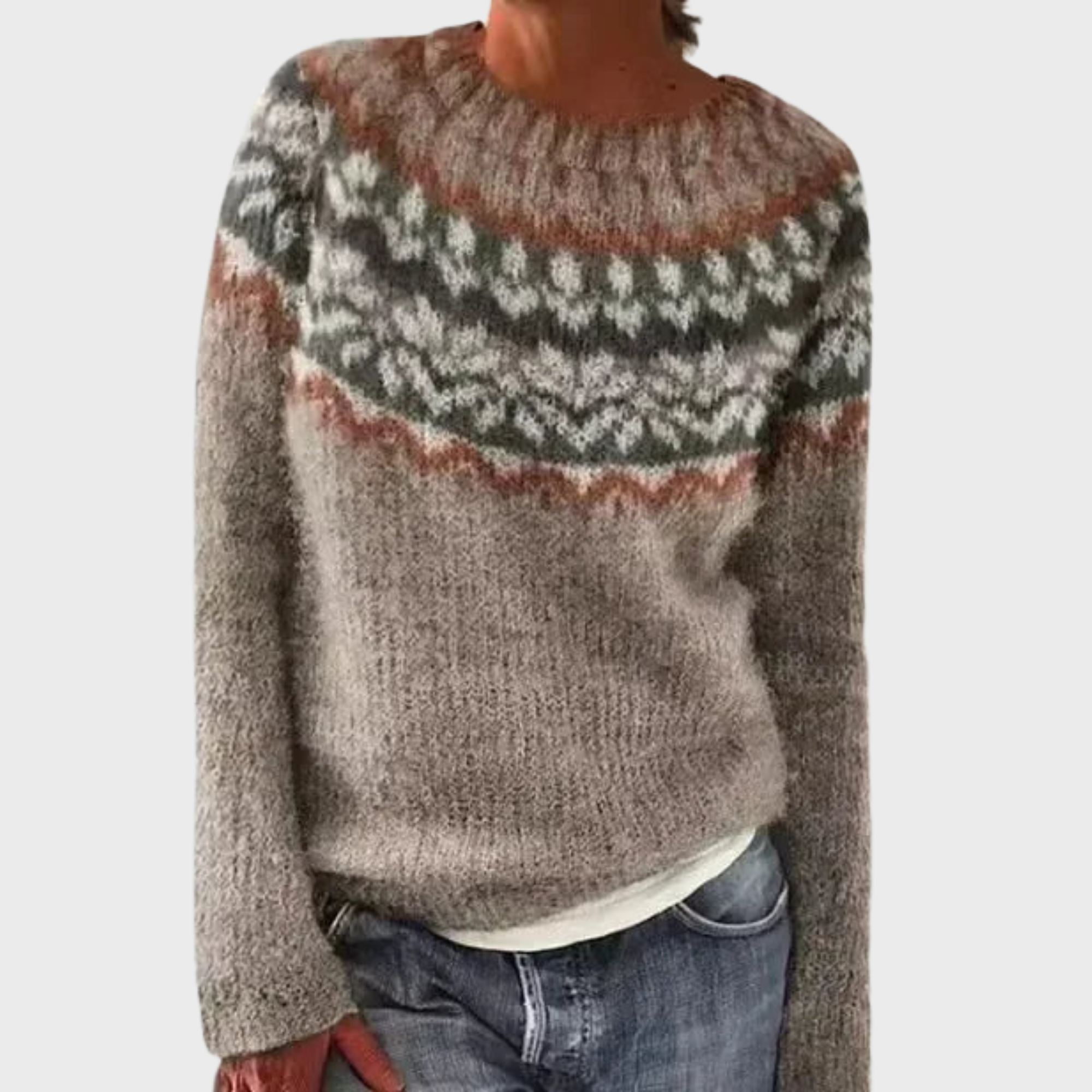 Ιβέτα | Πλεκτό πουλόβερ με έθνικ σχέδιο