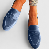 Blue Velvet | Μοκασίνια με patchwork λεπτομέρεια και στρογγυλή μύτη