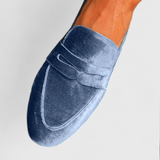 Blue Velvet | Μοκασίνια με patchwork λεπτομέρεια και στρογγυλή μύτη