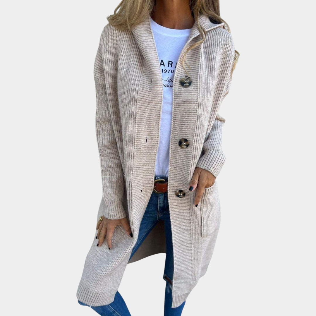 Αντριάνα | Μακριά ελαστική ζακέτα με κουμπιά